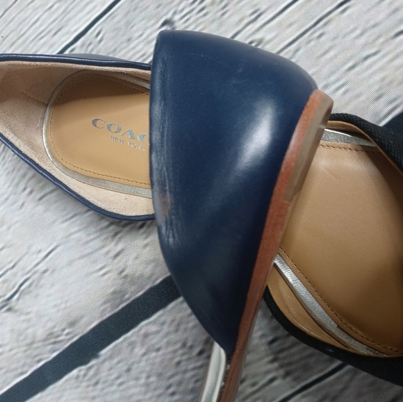 Coach Blue and Black Peep Toe Flats Size 6 - Picture 3 of 6